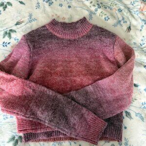 Pink red orange ombré cropped sweater